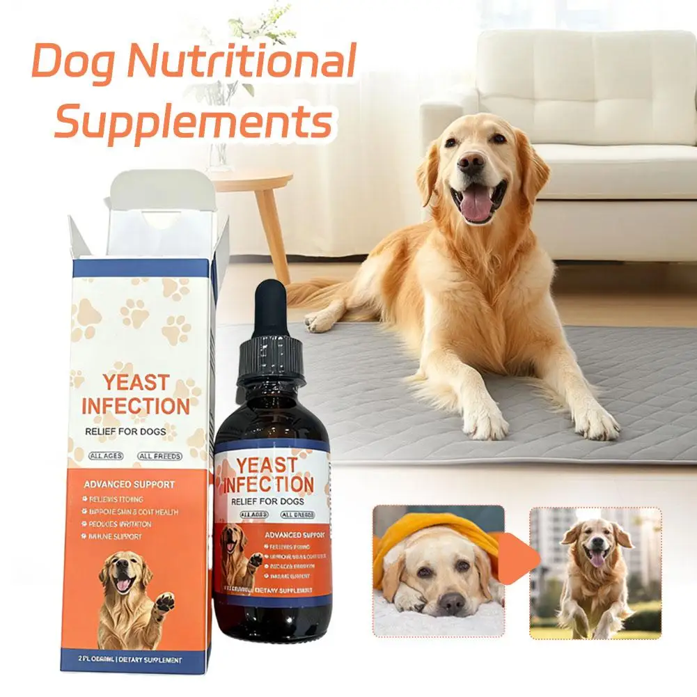 60ml Yeast Infection Relief Drops For Dog Cat Antipruritic Fur Health Immune Support Irritation Skin Pet Nutritional Supplement thumbnail 2