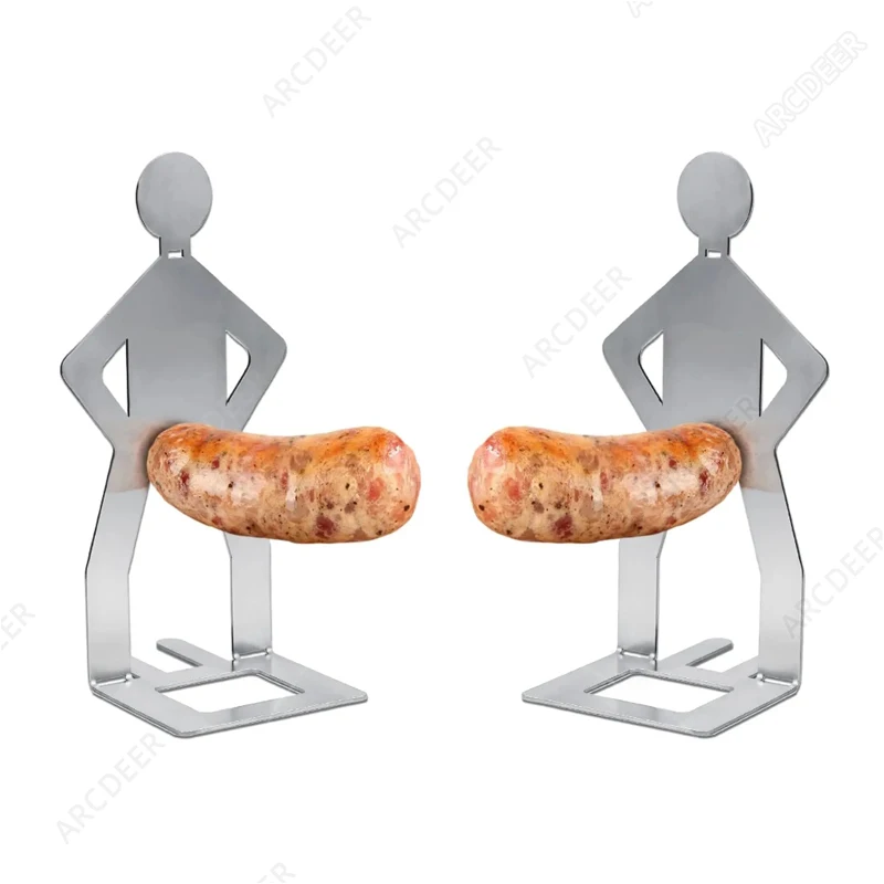 Stainless Steel BBQ Sausage Holder Novelty Party Camping Gifts Funny Sausage Roaster Reusable Hot Dog Grill for Outdoor Camping thumbnail 4