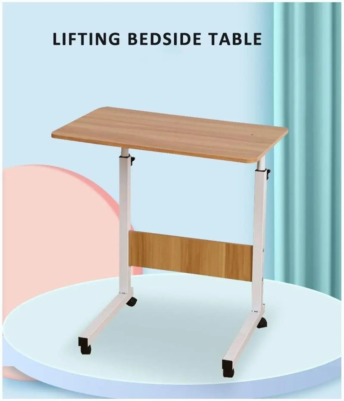 Adjustable Height Laptop Desk with Wheels Portable Rolling Table for Home Office Study Ergonomic Mobile Workstation thumbnail 5