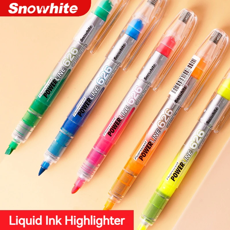 Snowhite 5-Color Direct Liquid Fluorescent Highlighters, Quick-Dry Marker Pens Ideal for Students & Office Use thumbnail 2