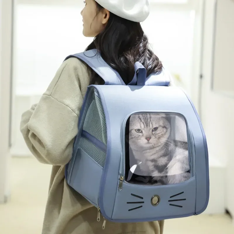 Transparent Pet Cat Carrier Bag Ventilate Cat Backpack Outdoor Travel Backpack Breathable Portable Shoulders Bag Travel Bag thumbnail 2