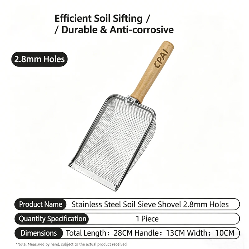 Stainless Steel Soil Sieve Shovel, Garden Sifter for Potting Mix, Hanging Gardening Tool for Sifting Soil Sand Gravel, Farm thumbnail 6