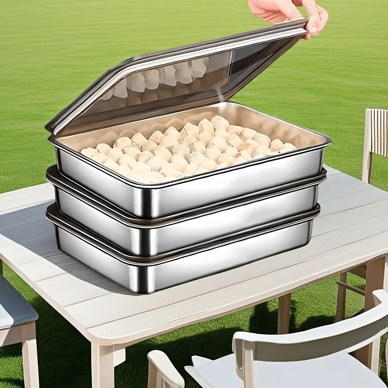 5Pcs Stainless Steel Food Containers, Leak-Proof Kitchens Accessories, Stores Knives, Stackable Kitchen Storage thumbnail 4