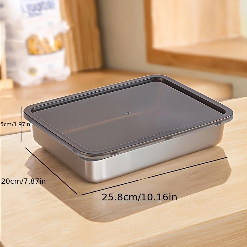 5Pcs Stainless Steel Food Containers, Leak-Proof Kitchens Accessories, Stores Knives, Stackable Kitchen Storage thumbnail 3