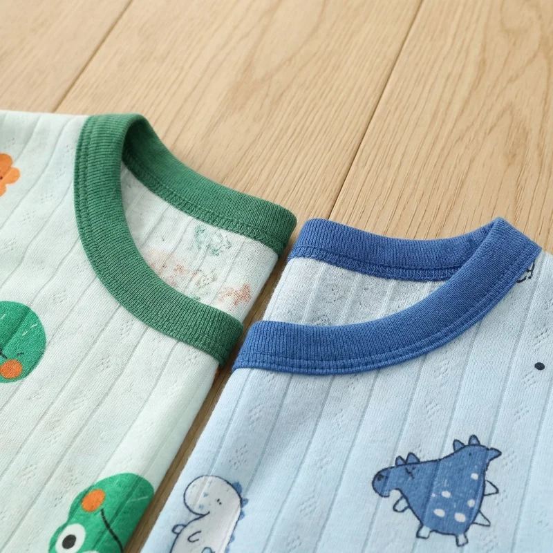 Infant Baby Boys Skin Friendly Pajamas 2pcs Frog Dinosaur Printed Homewear Set Toddler Air Conditioned Baby Clothes thumbnail 4