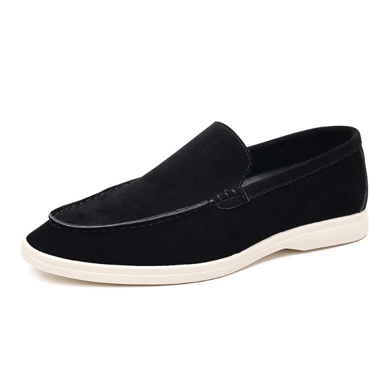 Mens Suede Slip On Loafers Comfortable Lightweight Casual Shoes With White Sole For Daily Wear And Driving Retro Style Simple thumbnail 3