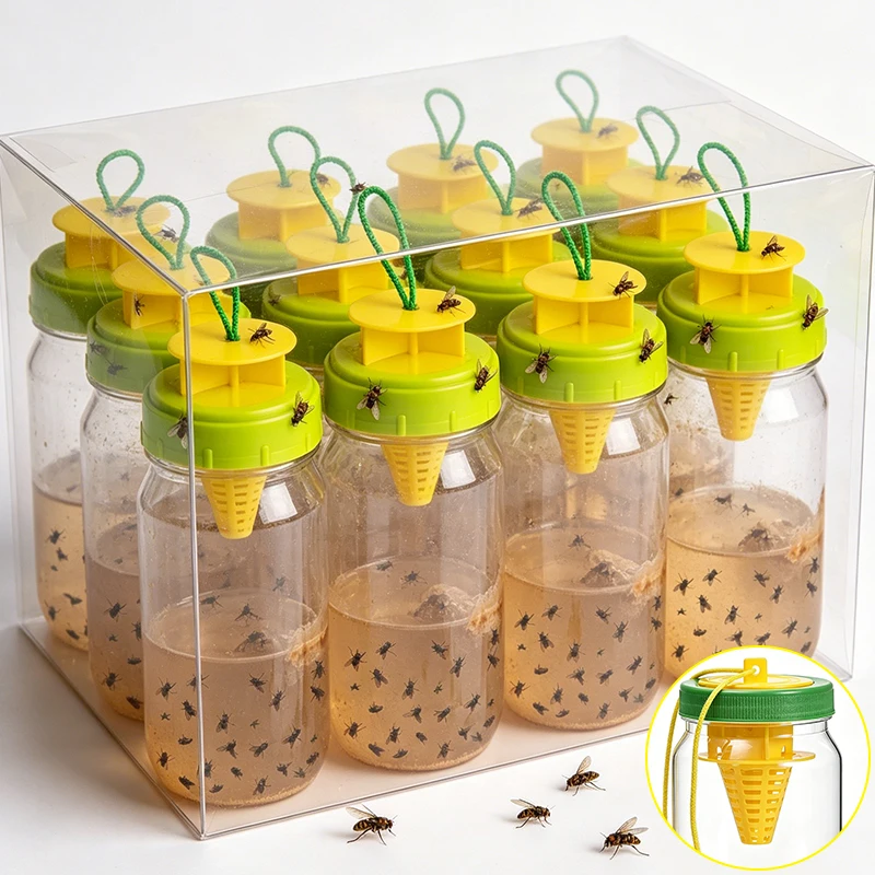 Reusable Hanging Fly Wasp Insect Traps Outdoor Garden Orchard Asian Hornet Catcher Drosophila Attractant Trap Pest Control Tools