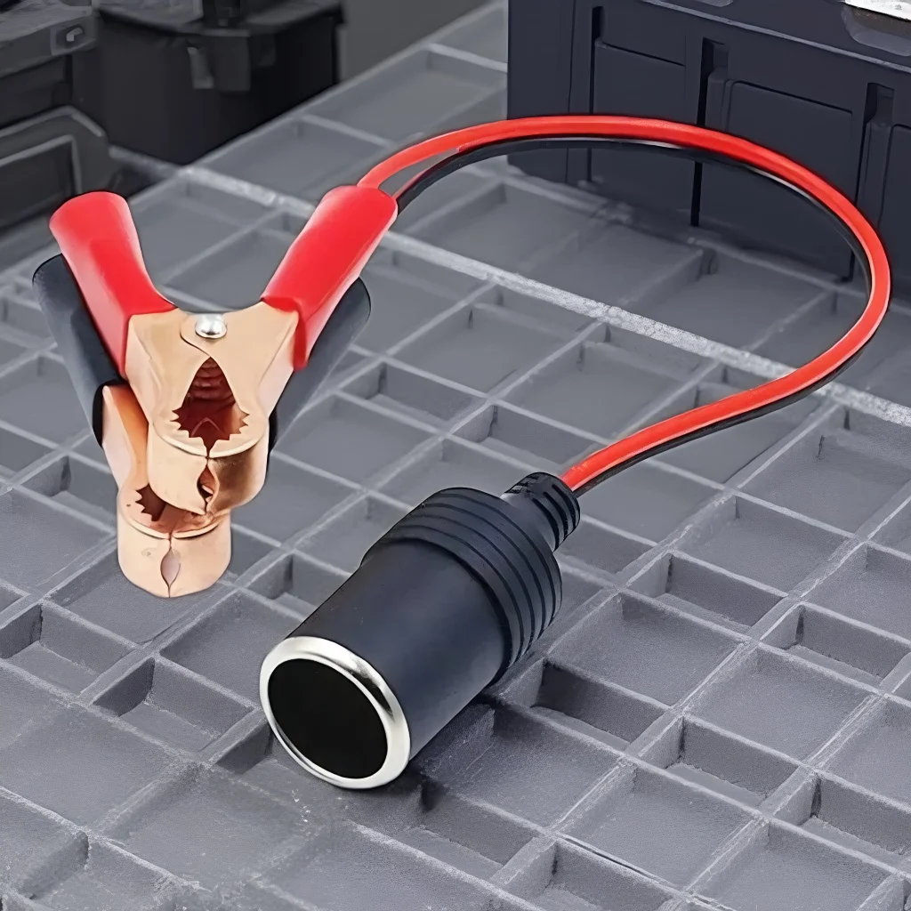 Car Battery Terminal to Cigarette Lighter Socket Adapter, 12V Power Outlet for Camping, Christmas Lights, Portable Use