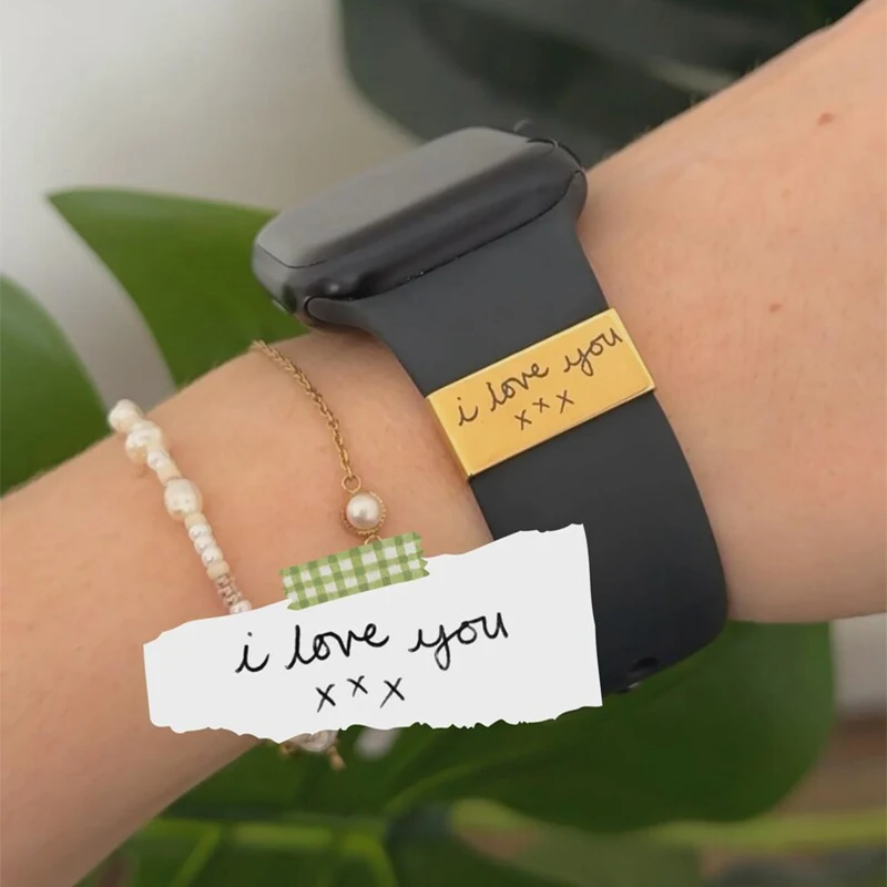 Custom Handwriting Watch Ring Personalized Custom Stainless Steel Name Watch Tag Any Watch Adjustable Size Gifts For Boyfriend thumbnail 5