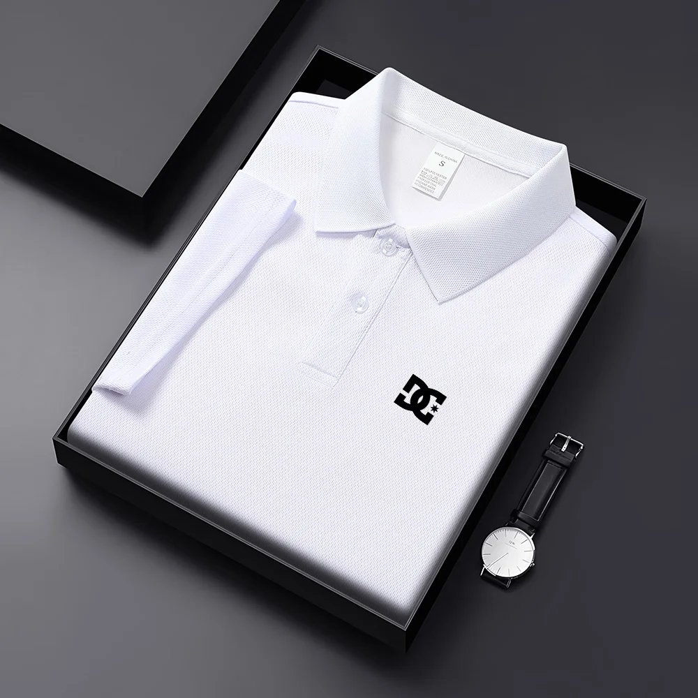 Breathable men's casual short sleeved lapel shirt, comfortable sports men's golf shirt