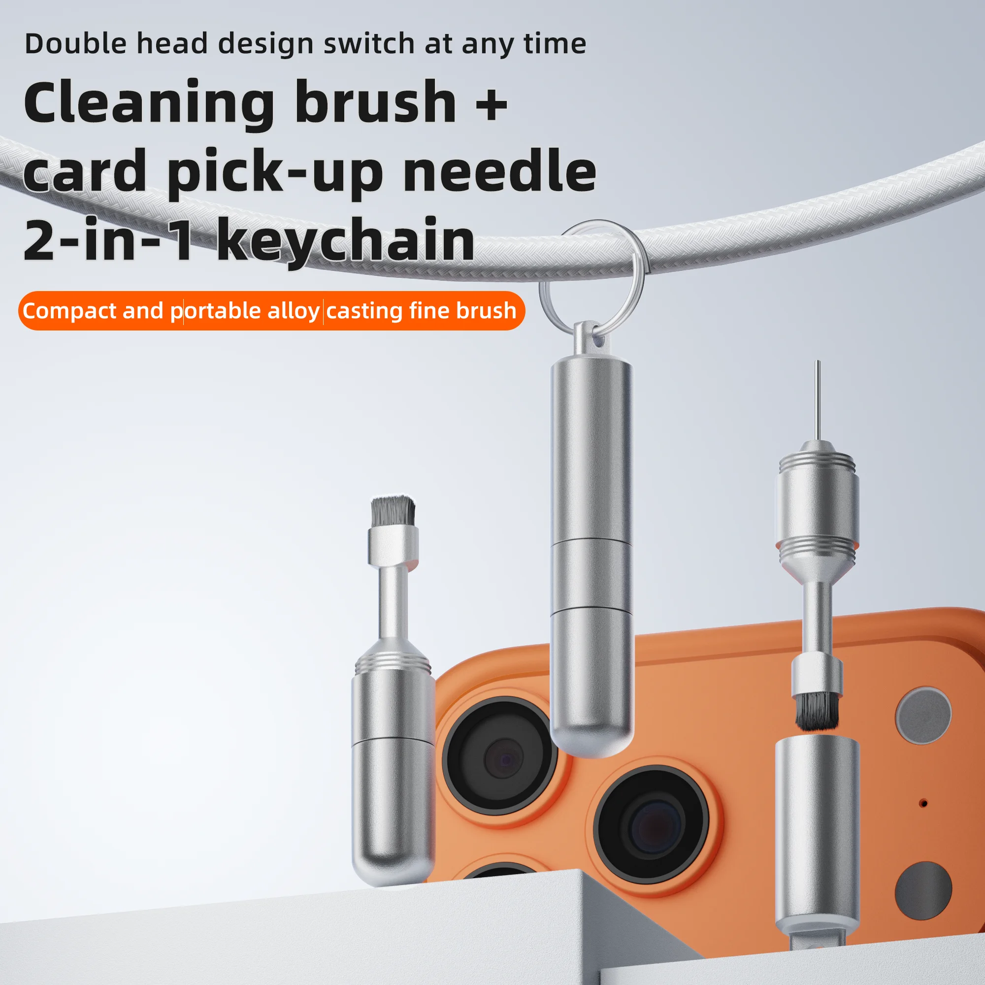 2IN1 SIM Card Tray Removal Tool Eject Pin Earbuds Cleaning Brush Reset Tools Needle Opener Cleaner Pen Kit for iPhone Airpods