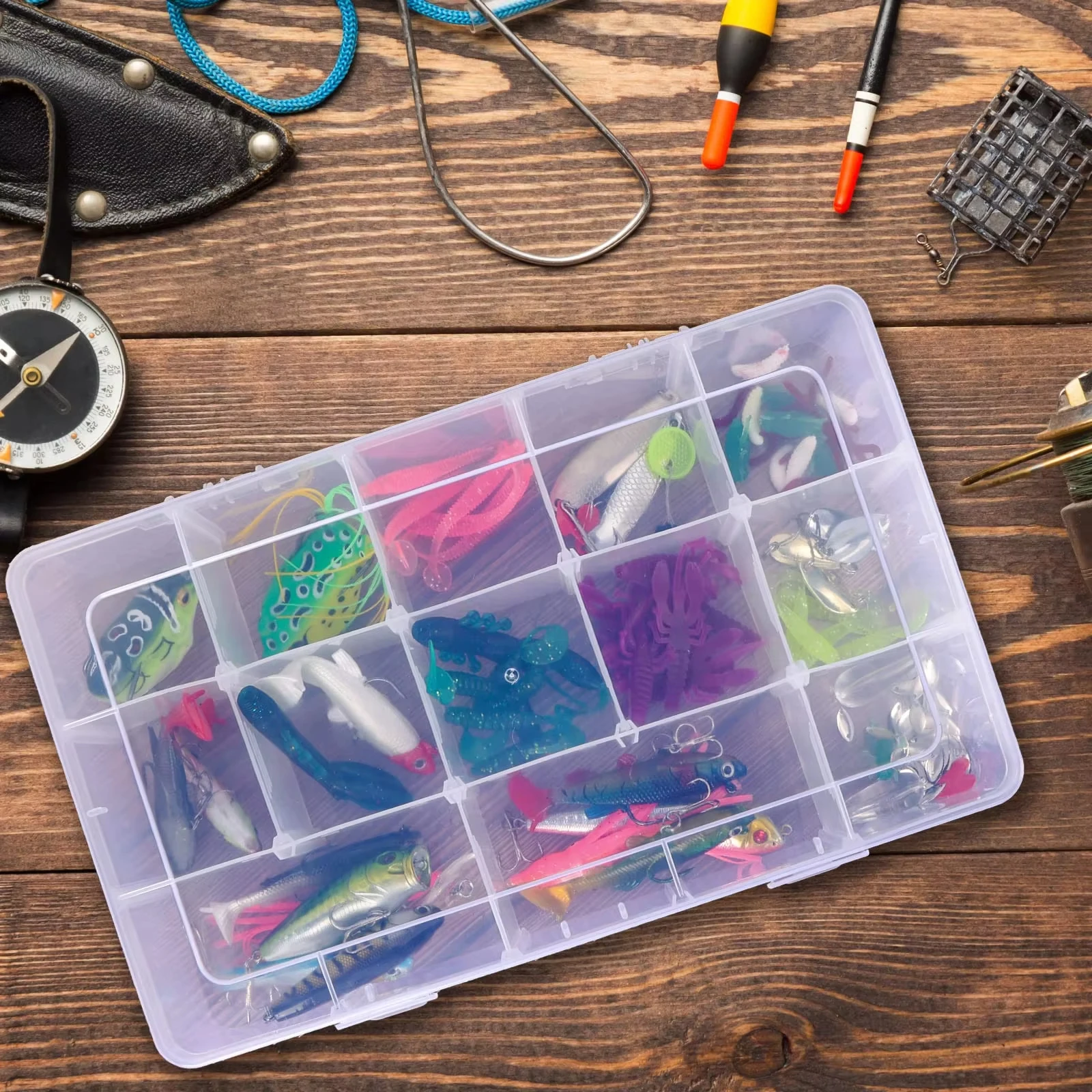 1/2/3Pcs Large Transparent Plastic Storage Boxes with 15 Compartments- Ideal For DIY Crafts, Jewelry, Beads, Tools, Crafts& More thumbnail 5