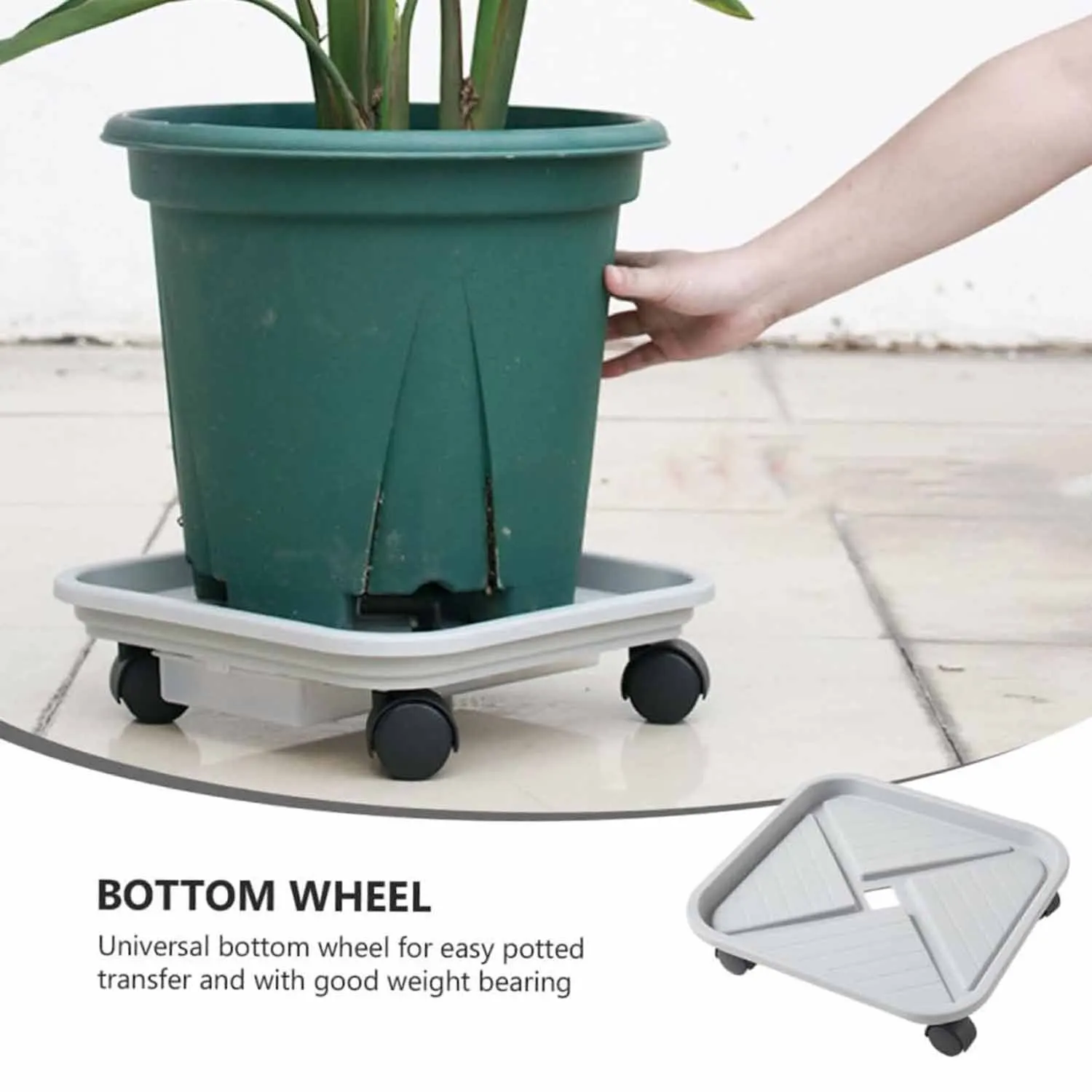 1pc Plant Ball Cage with Four Wheels and A Drainage Tray, A Square Flower Pot Mover, A Wheeled Garden Rolling Plant Rack thumbnail 4