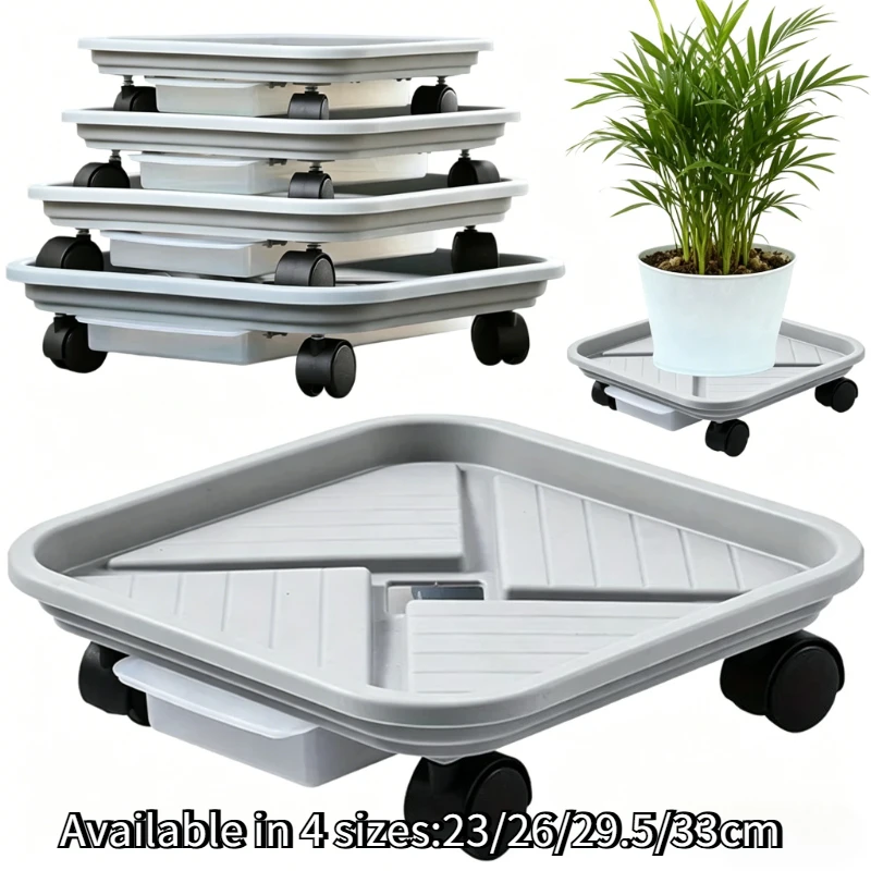 1pc Plant Ball Cage with Four Wheels and A Drainage Tray, A Square Flower Pot Mover, A Wheeled Garden Rolling Plant Rack
