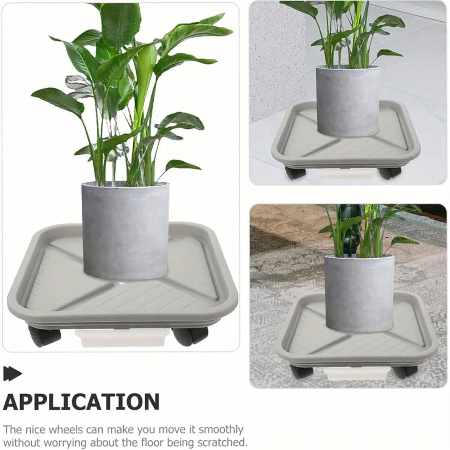 1pc Plant Ball Cage with Four Wheels and A Drainage Tray, A Square Flower Pot Mover, A Wheeled Garden Rolling Plant Rack thumbnail 3
