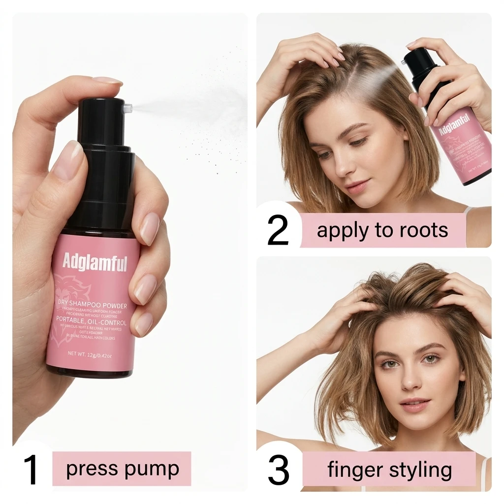 Adglamful 12g Dry Shampoo Powder Oil Control Breathable Lightweight Waterless Hair Powder Instant Refreshing Fluffy for Travel thumbnail 5