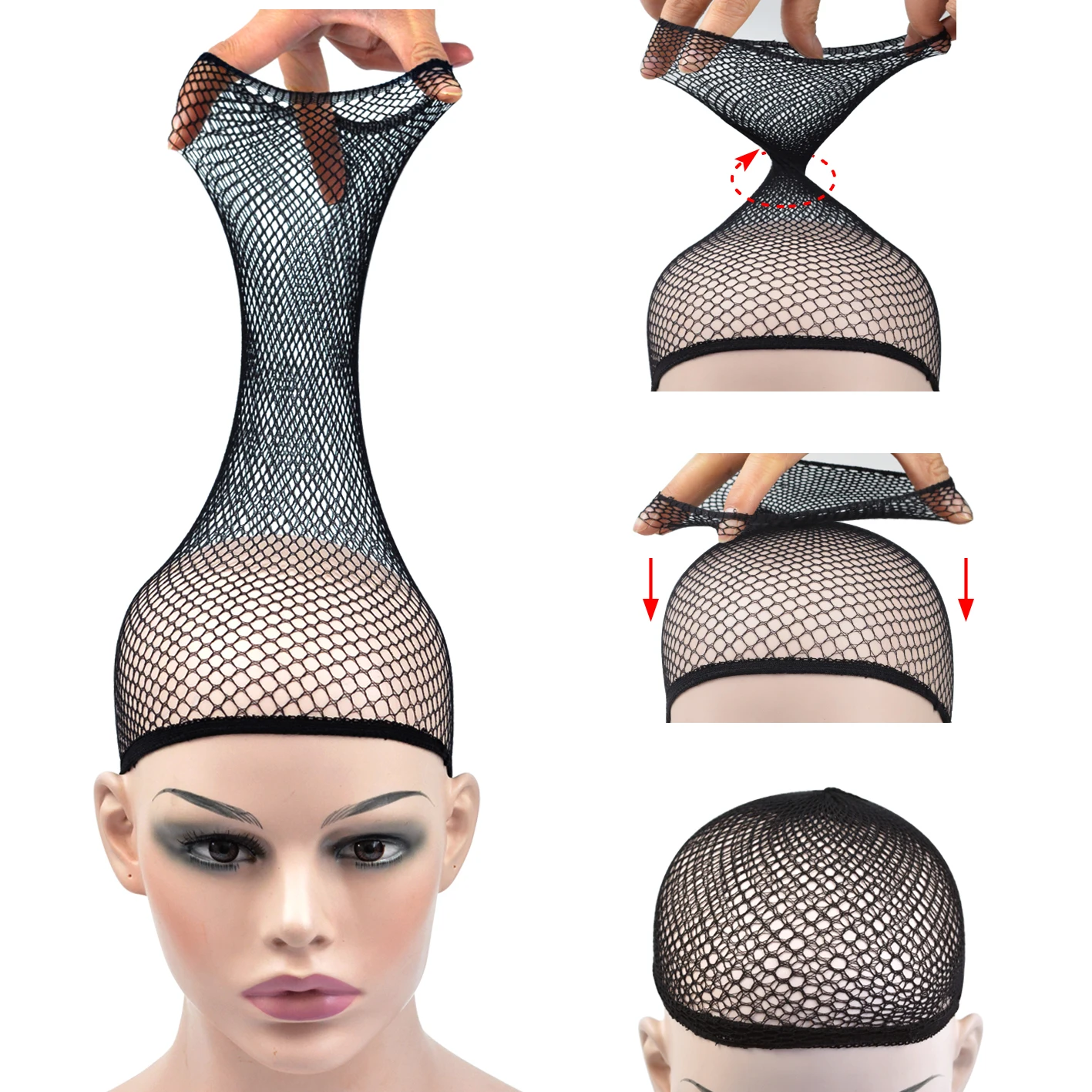5Pcs Large Hole Fishnet Wig Cap Elastic Hairnets Weaving Wig Caps Hair Net Breathable Wig Liner Cap for Lace Front Wig thumbnail 6