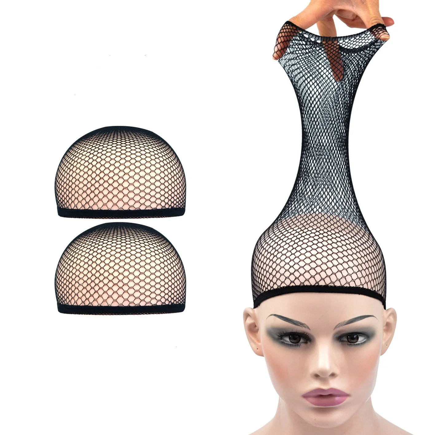 5Pcs Large Hole Fishnet Wig Cap Elastic Hairnets Weaving Wig Caps Hair Net Breathable Wig Liner Cap for Lace Front Wig thumbnail 3