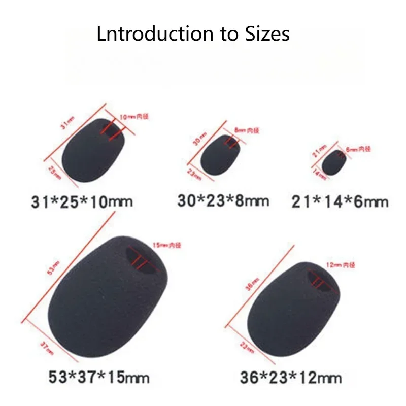 10PC Mic Sponge Covers - Universal For Lavalier/Mini Megaphone/Earphone Mics, Protective Cotton Sleeves Anti-Wind Noise。