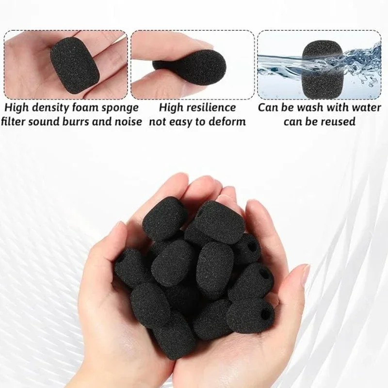 10PC Mic Sponge Covers - Universal For Lavalier/Mini Megaphone/Earphone Mics, Protective Cotton Sleeves Anti-Wind Noise。 thumbnail 6
