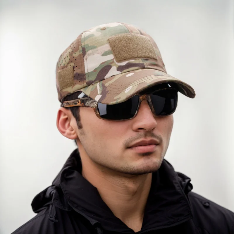 Unisex Tactical Camo Hat Breathable Mesh Baseball Cap With Glasses Holder For Outdoor Hunting Fishing thumbnail 5
