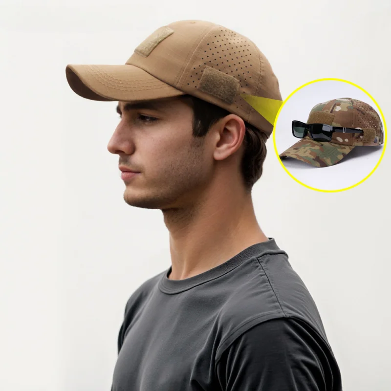 Unisex Tactical Camo Hat Breathable Mesh Baseball Cap With Glasses Holder For Outdoor Hunting Fishing thumbnail 2