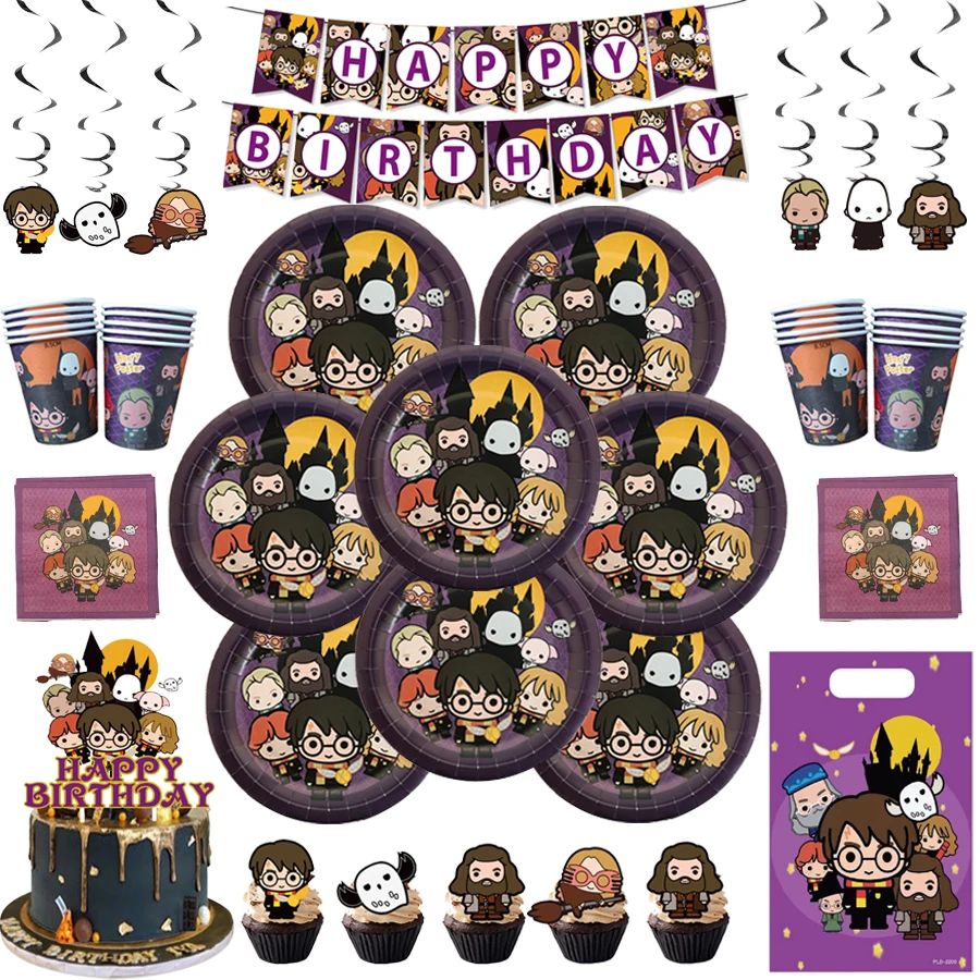Harry Potter Birthday Party Decorations Disposable Tableware Paper Cups Plates Napkin Banner Party Favors Kids Baby Shower gift thumbnail 5
