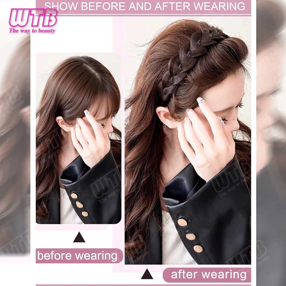WTB Synthetic Hairband Wig for Women Magnetic Snap Style Fishtail Braid Hairband Wig with Velcro Suitable for Everyday Wear thumbnail 2