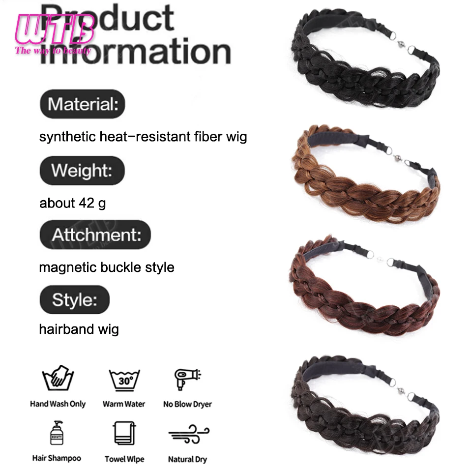 WTB Synthetic Hairband Wig for Women Magnetic Snap Style Fishtail Braid Hairband Wig with Velcro Suitable for Everyday Wear thumbnail 6