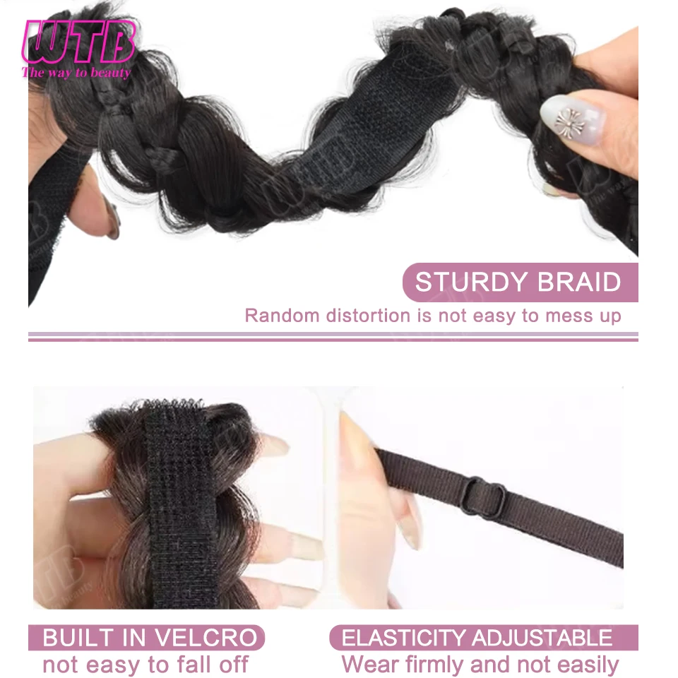WTB Synthetic Hairband Wig for Women Magnetic Snap Style Fishtail Braid Hairband Wig with Velcro Suitable for Everyday Wear thumbnail 3