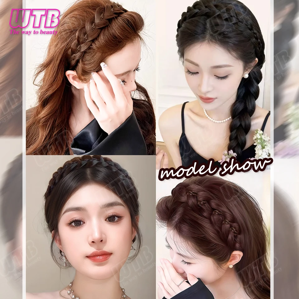 WTB Synthetic Hairband Wig for Women Magnetic Snap Style Fishtail Braid Hairband Wig with Velcro Suitable for Everyday Wear thumbnail 5