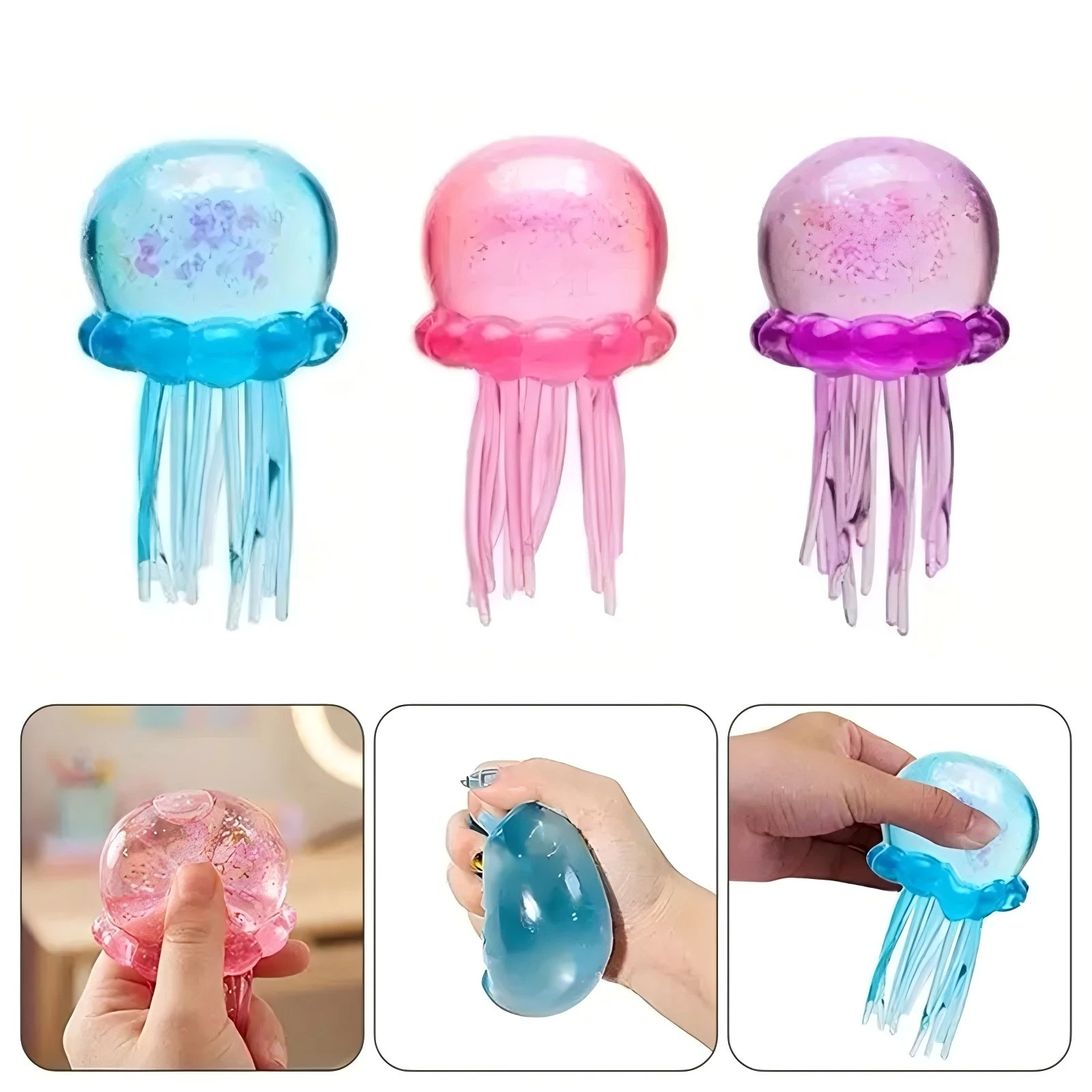 Trending Nee Doh Jellyfish & Cube Squish Toy, Soft Jelly Squeeze Stress Relief Fidget Toy, Sensory NeeDoh for Kids & Adults thumbnail 6