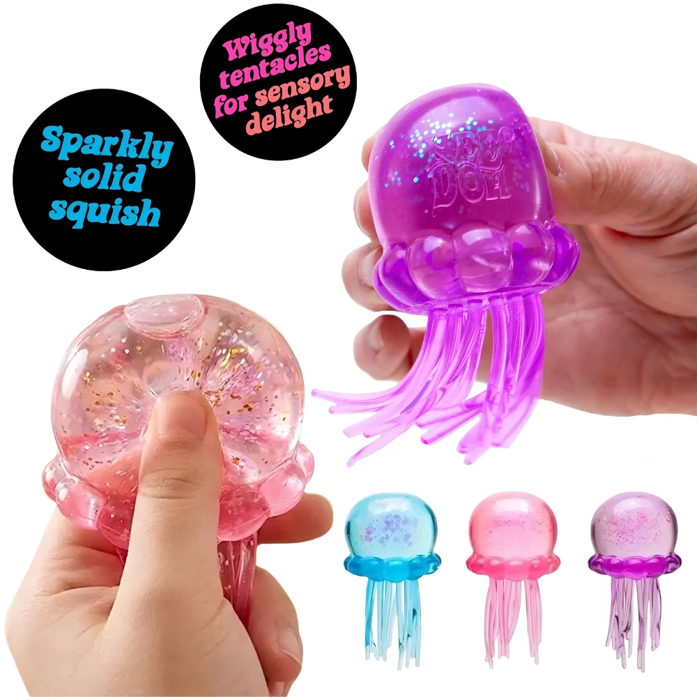 Trending Nee Doh Jellyfish & Cube Squish Toy, Soft Jelly Squeeze Stress Relief Fidget Toy, Sensory NeeDoh for Kids & Adults thumbnail 5