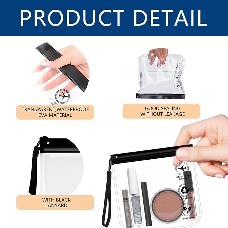 2/4Pcs Airport Security Liquids Bags Transparent Toilet Bag EVA Leakproof Cosmetic Bag Travel Toiletry Bags Set Storage Bag thumbnail 5
