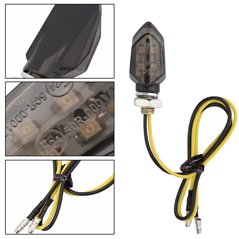 2/8PCS Universal 12V 5 LED Turn Signal Light Super Bright Motorcycle Mini Smoke Led Motorbike Lampe Amber Blinker Indicators Two thumbnail 5