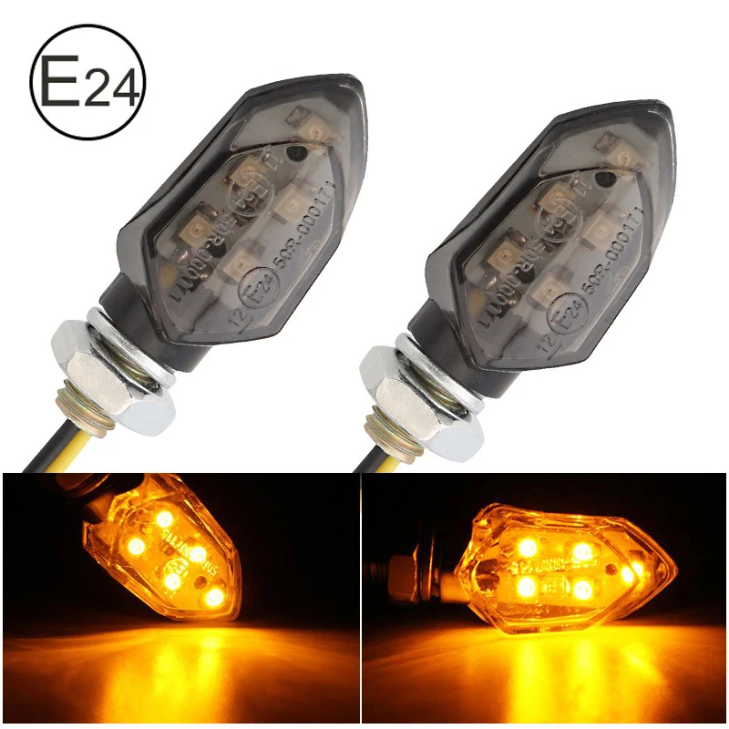 2/8PCS Universal 12V 5 LED Turn Signal Light Super Bright Motorcycle Mini Smoke Led Motorbike Lampe Amber Blinker Indicators Two thumbnail 6
