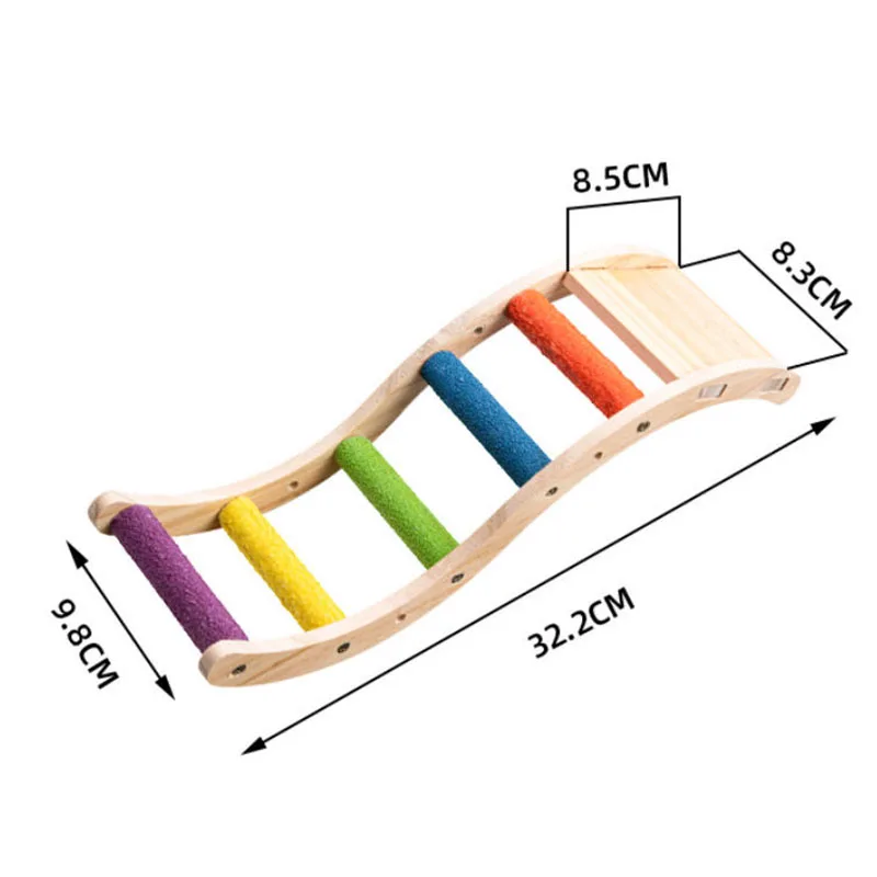 Colorful Wooden Ladder Parrot Toy, Pet Climbing Ladder, Bird Swing & Grinding Perch, Cage Accessories for Parakeet, thumbnail 6