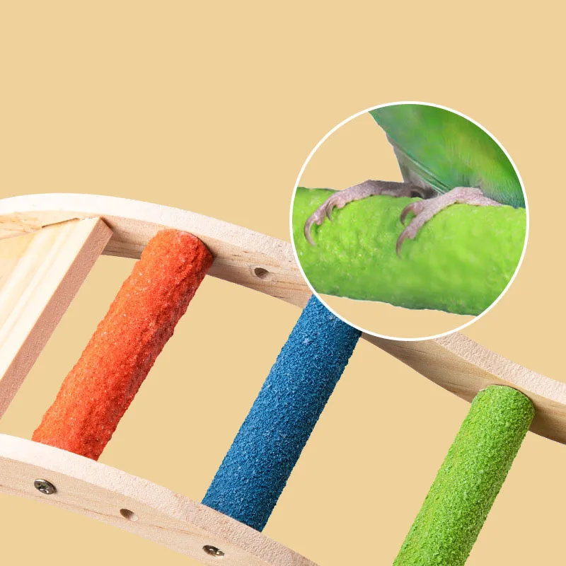 Colorful Wooden Ladder Parrot Toy, Pet Climbing Ladder, Bird Swing & Grinding Perch, Cage Accessories for Parakeet, thumbnail 4