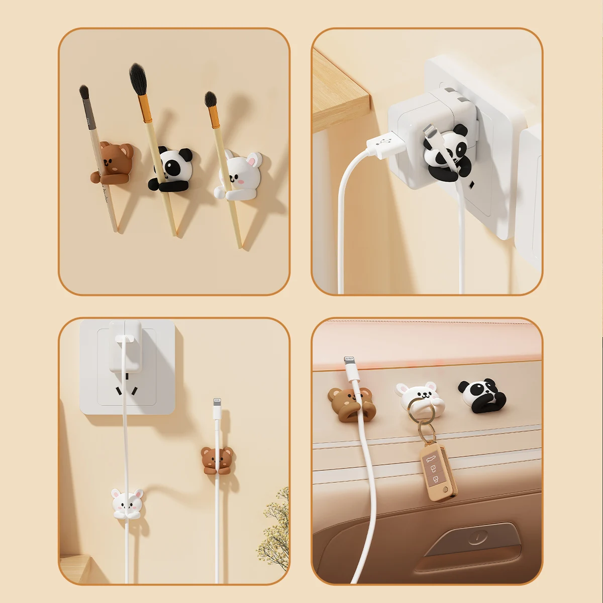 Cute Cure Desktop Cable Organizer Holder Winder Clips Desk Self-Adhesive Mobile Phone Data Cable Management Wire Cord Holder thumbnail 5