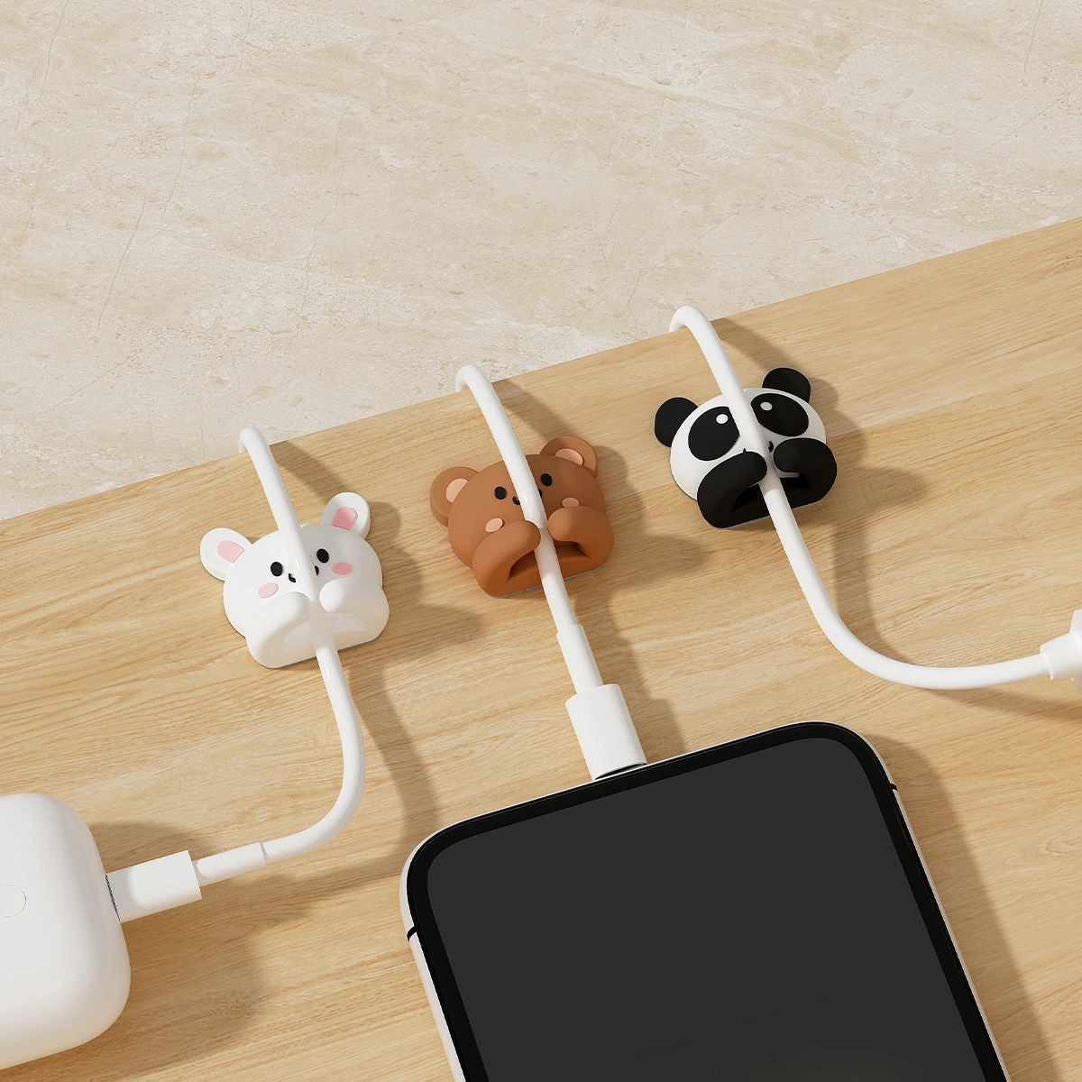 Cute Cure Desktop Cable Organizer Holder Winder Clips Desk Self-Adhesive Mobile Phone Data Cable Management Wire Cord Holder thumbnail 6