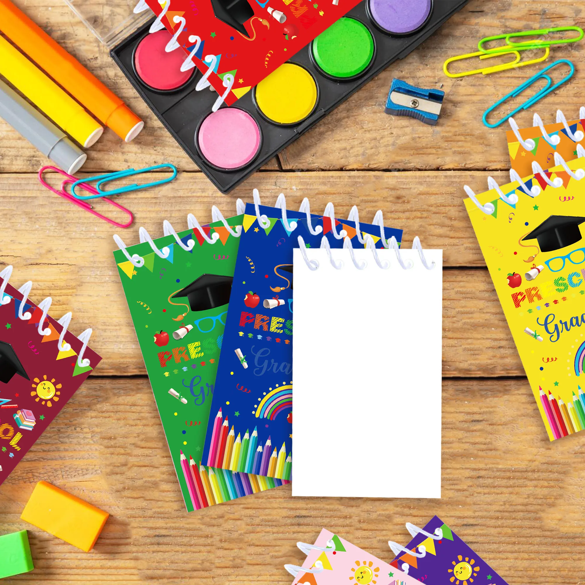 8/16/24pcs Graduation Season Vertical Spiral Pocket Notebooks,Coil Booklet Notepads For Office Stationery School Diaries thumbnail 2