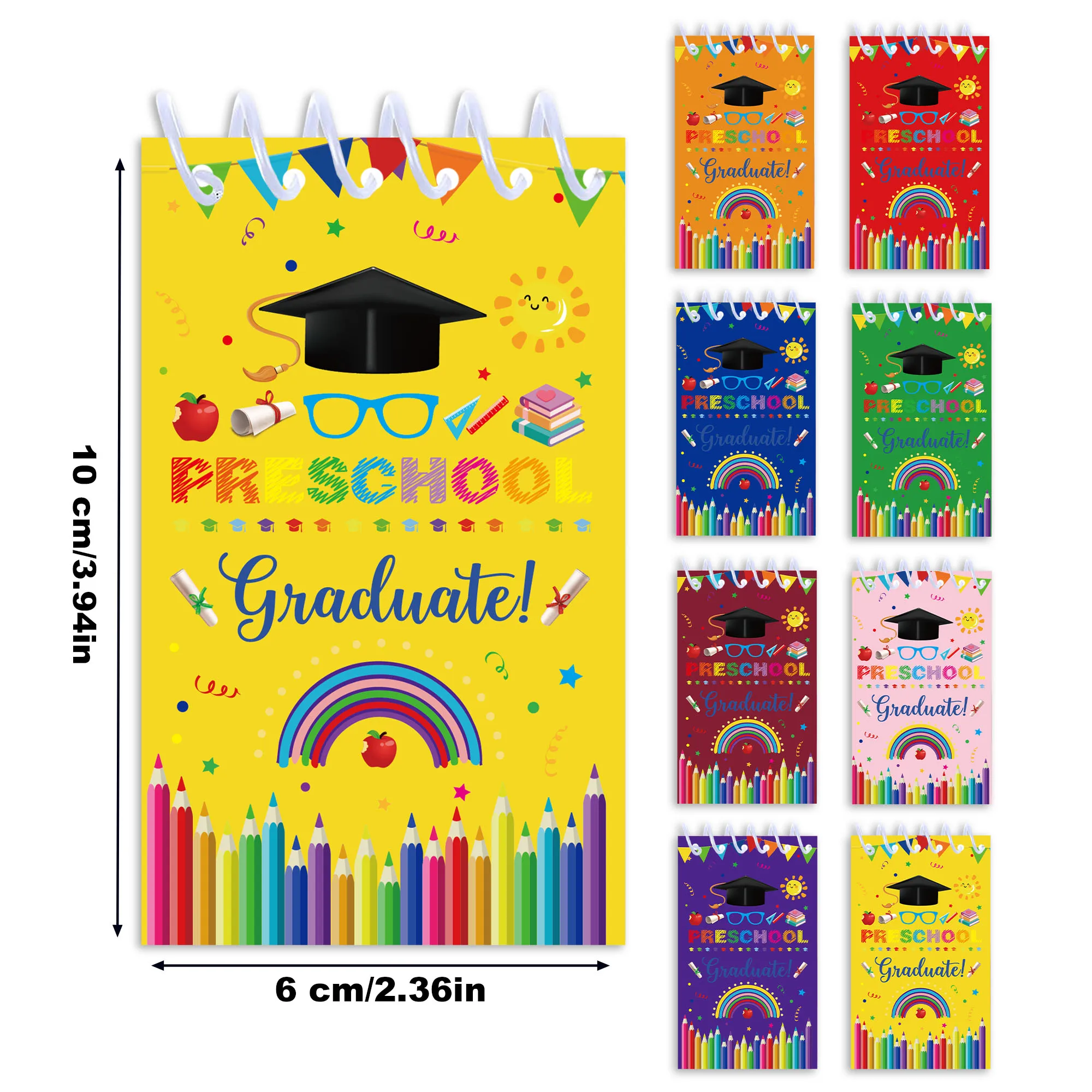 8/16/24pcs Graduation Season Vertical Spiral Pocket Notebooks,Coil Booklet Notepads For Office Stationery School Diaries thumbnail 3