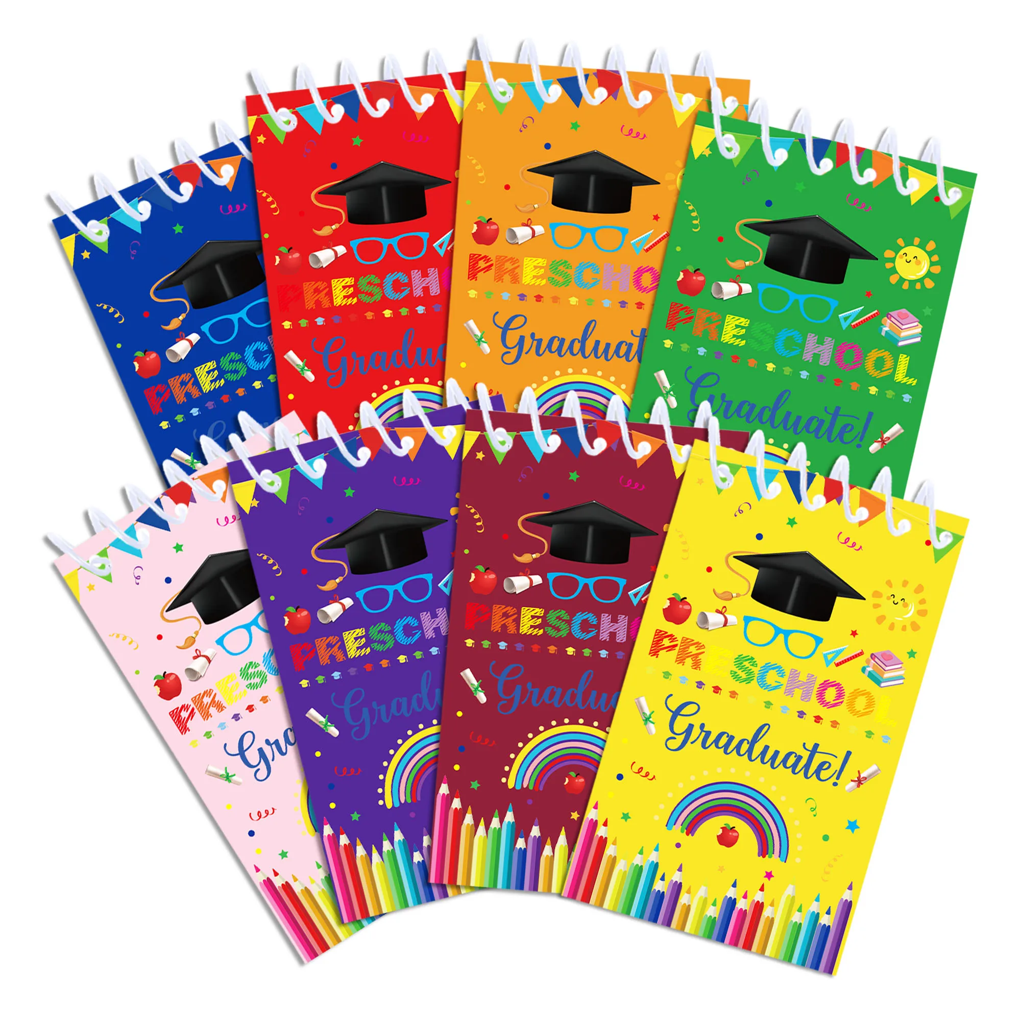 8/16/24pcs Graduation Season Vertical Spiral Pocket Notebooks,Coil Booklet Notepads For Office Stationery School Diaries thumbnail 6