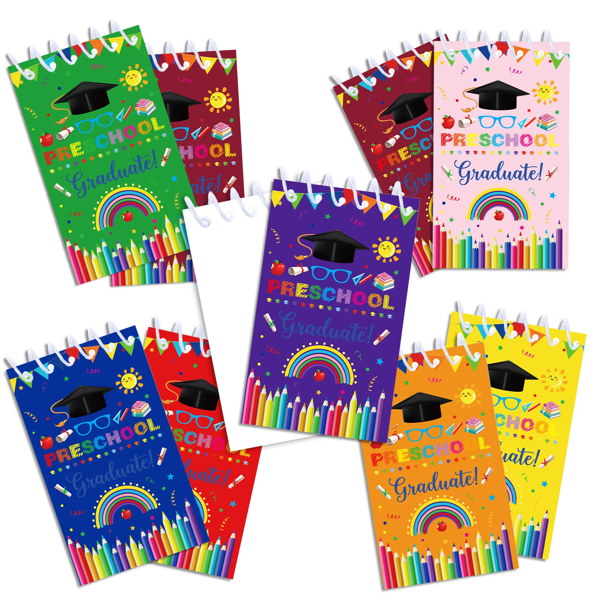 8/16/24pcs Graduation Season Vertical Spiral Pocket Notebooks,Coil Booklet Notepads For Office Stationery School Diaries thumbnail 4