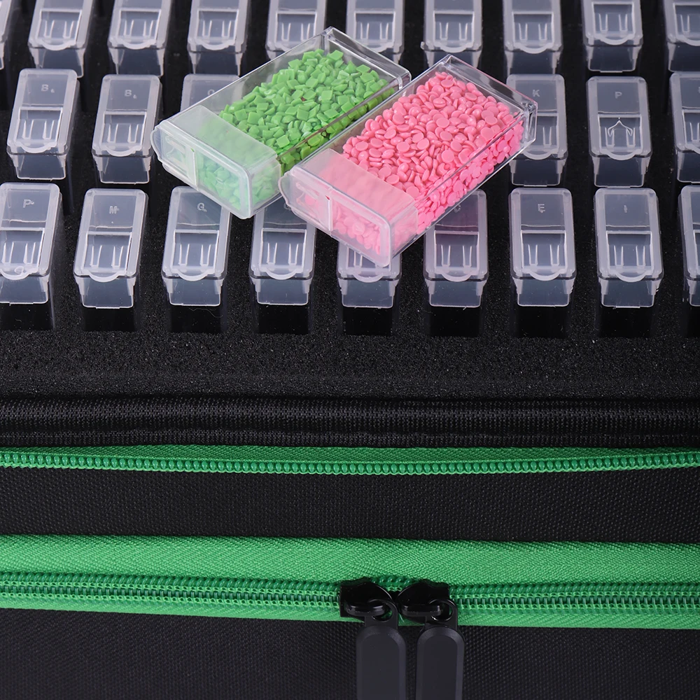 180/210/240/81/60/30 Bottles Storage Box 5D Diamond Painting Accessories Tools Container Green Bag Carry Case Embroidery Mosaic thumbnail 4