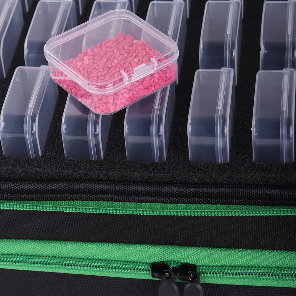 180/210/240/81/60/30 Bottles Storage Box 5D Diamond Painting Accessories Tools Container Green Bag Carry Case Embroidery Mosaic thumbnail 5