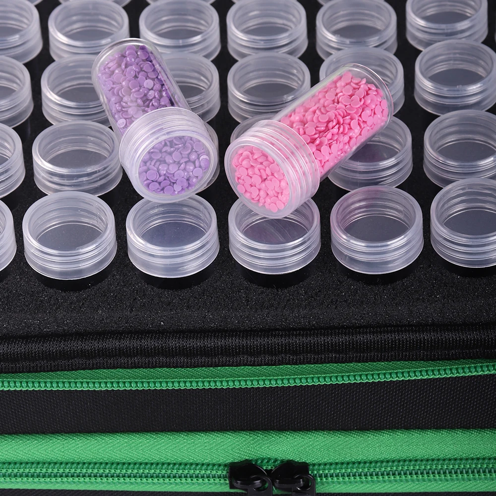 180/210/240/81/60/30 Bottles Storage Box 5D Diamond Painting Accessories Tools Container Green Bag Carry Case Embroidery Mosaic thumbnail 6