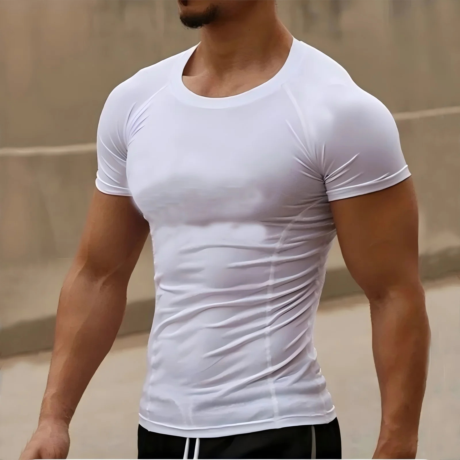 Men's Compression T-Shirt Summer Sportswear Running T shirt Elastic Quick Dry Sport Tops Tee Athletic Gym Workout T Shirts Men thumbnail 4