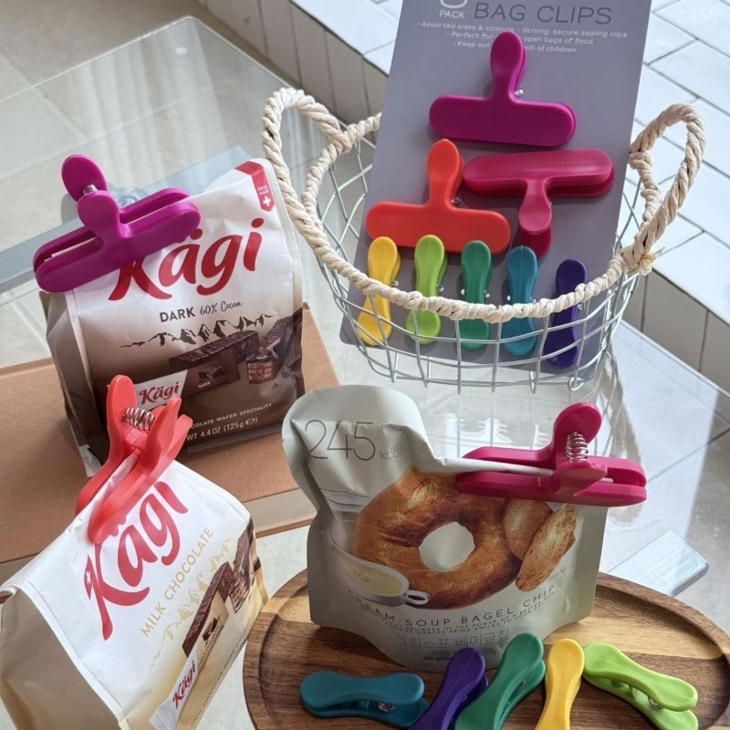 8Pcs Rainbow Bag Clip，Folder, Multi-purpose Reusable Sealing Clips, Suitable for Kitchen Office, Paper, School Stationery thumbnail 2