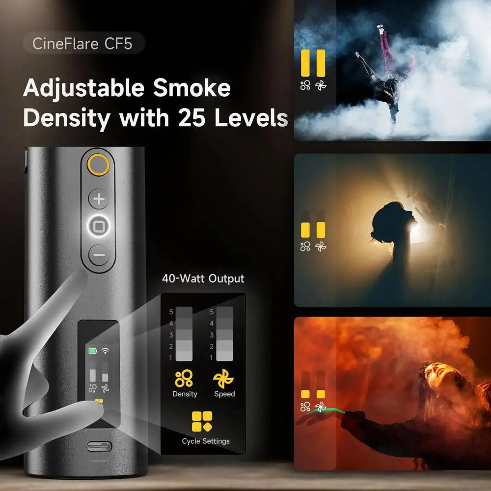 Colbor CF-5 CF5 Smoke Machine Handheld Portable Fog Machine with RGB Full Color Light for Stage Video Vlog Effects Photography thumbnail 5